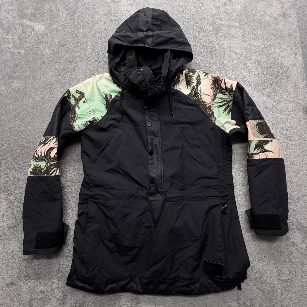 Burton Jacket Womens Small Black Floral Parka Hooded Ski